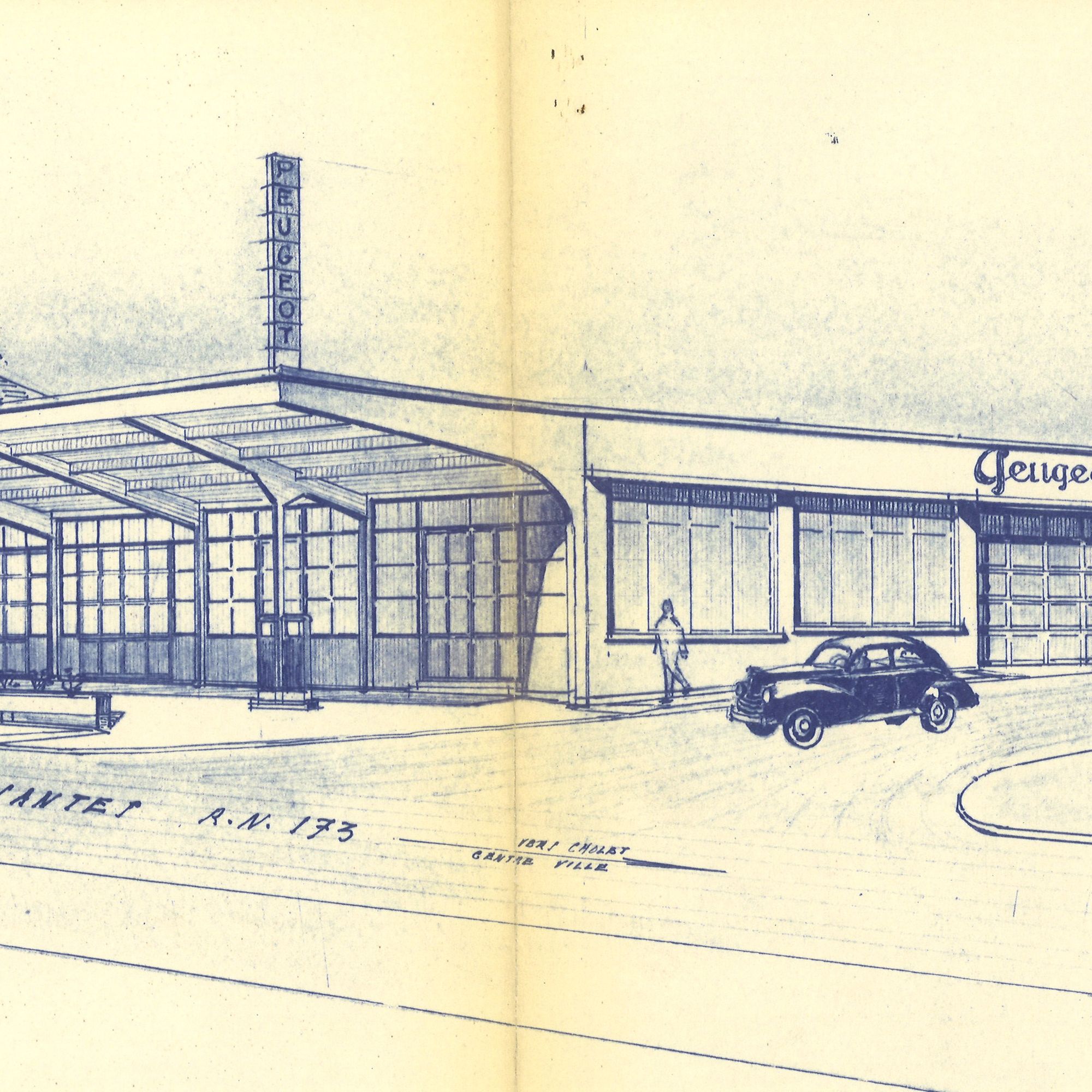 2T58 - Dessin de l'architecte Jean Delanoy, 1955. Coll. AMC