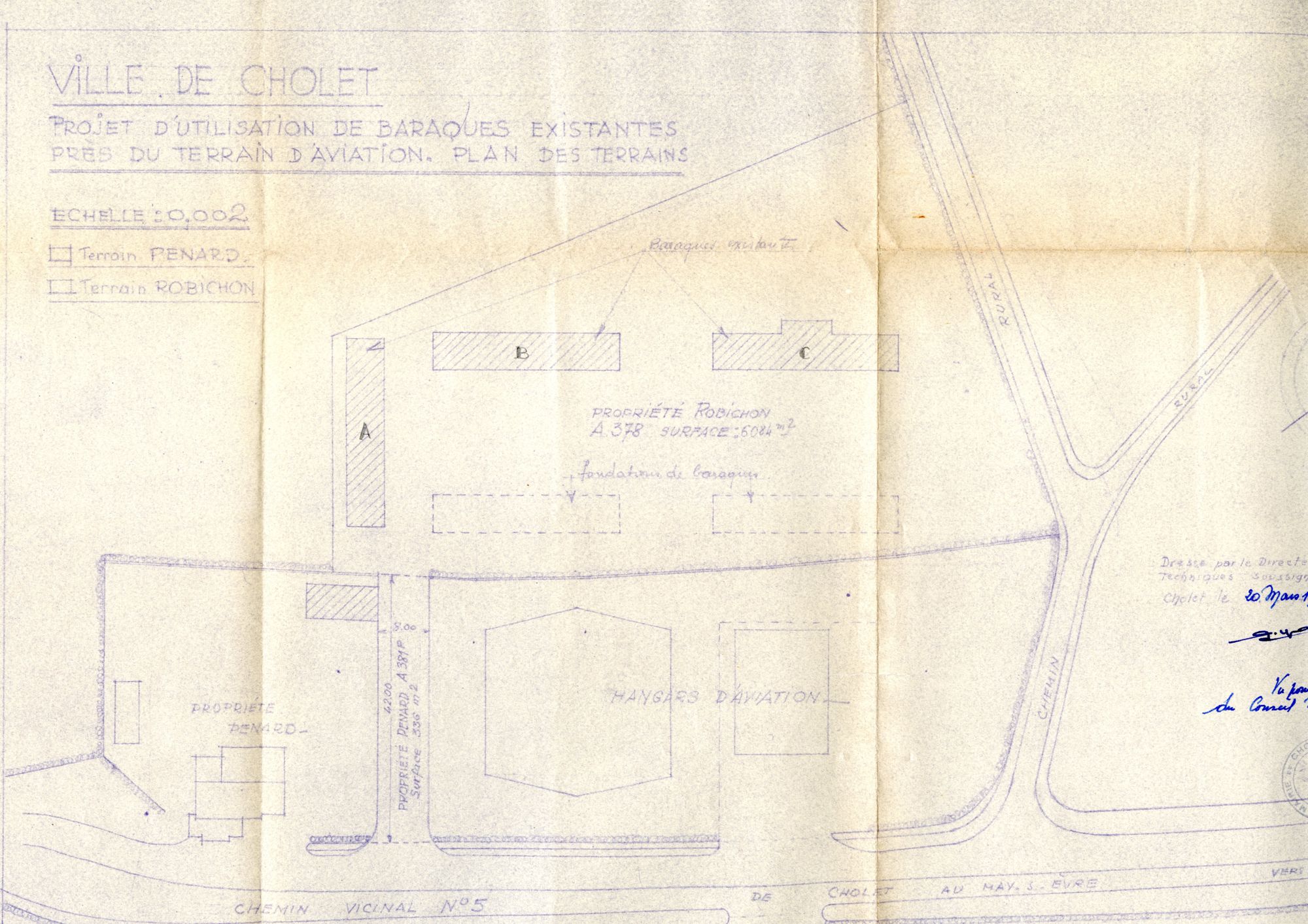STB118 - Aérodrome, construction de baraquements : plans, rapport, 1944-1947. Coll. AMC