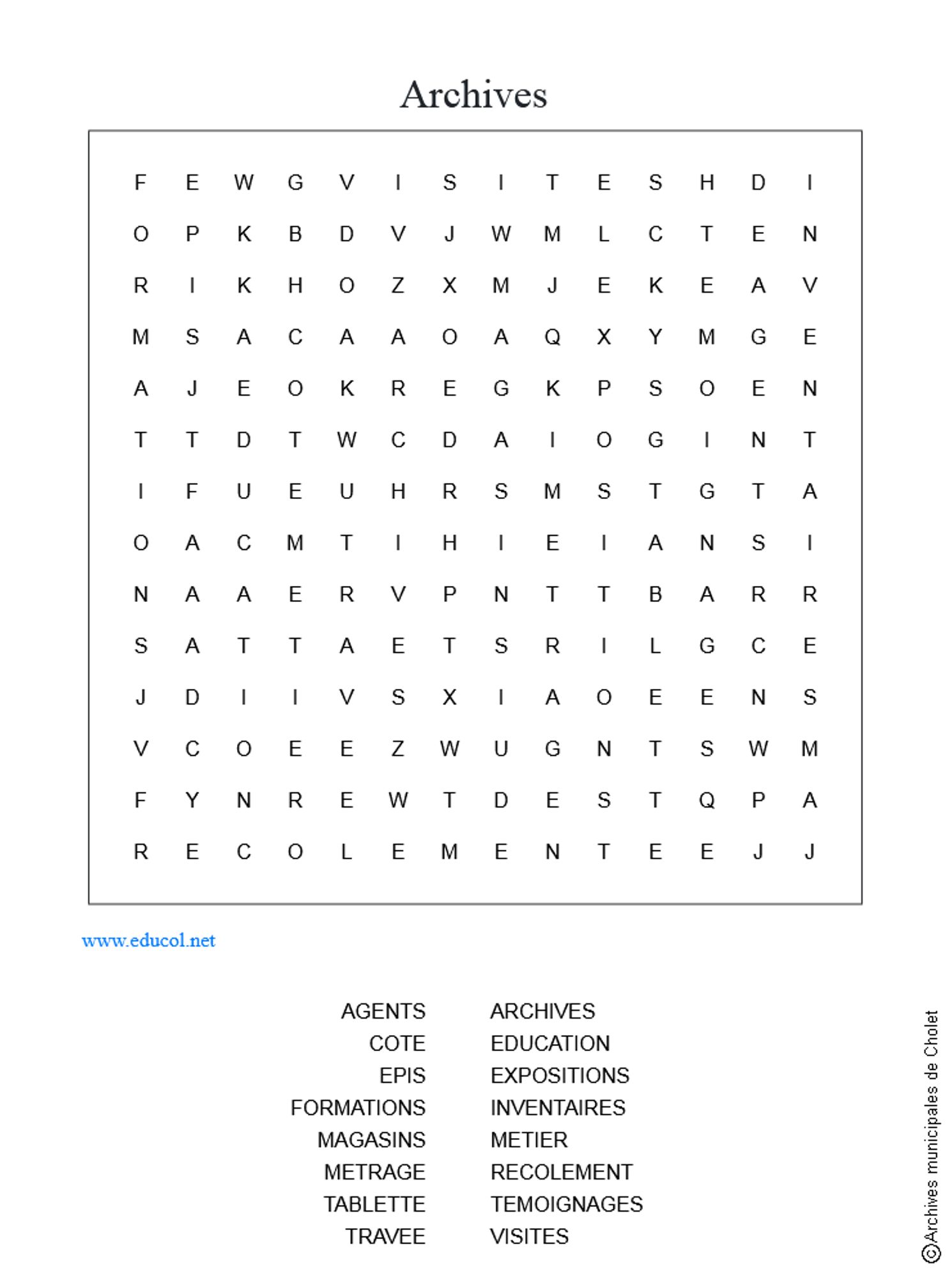 Grille de mots cachés