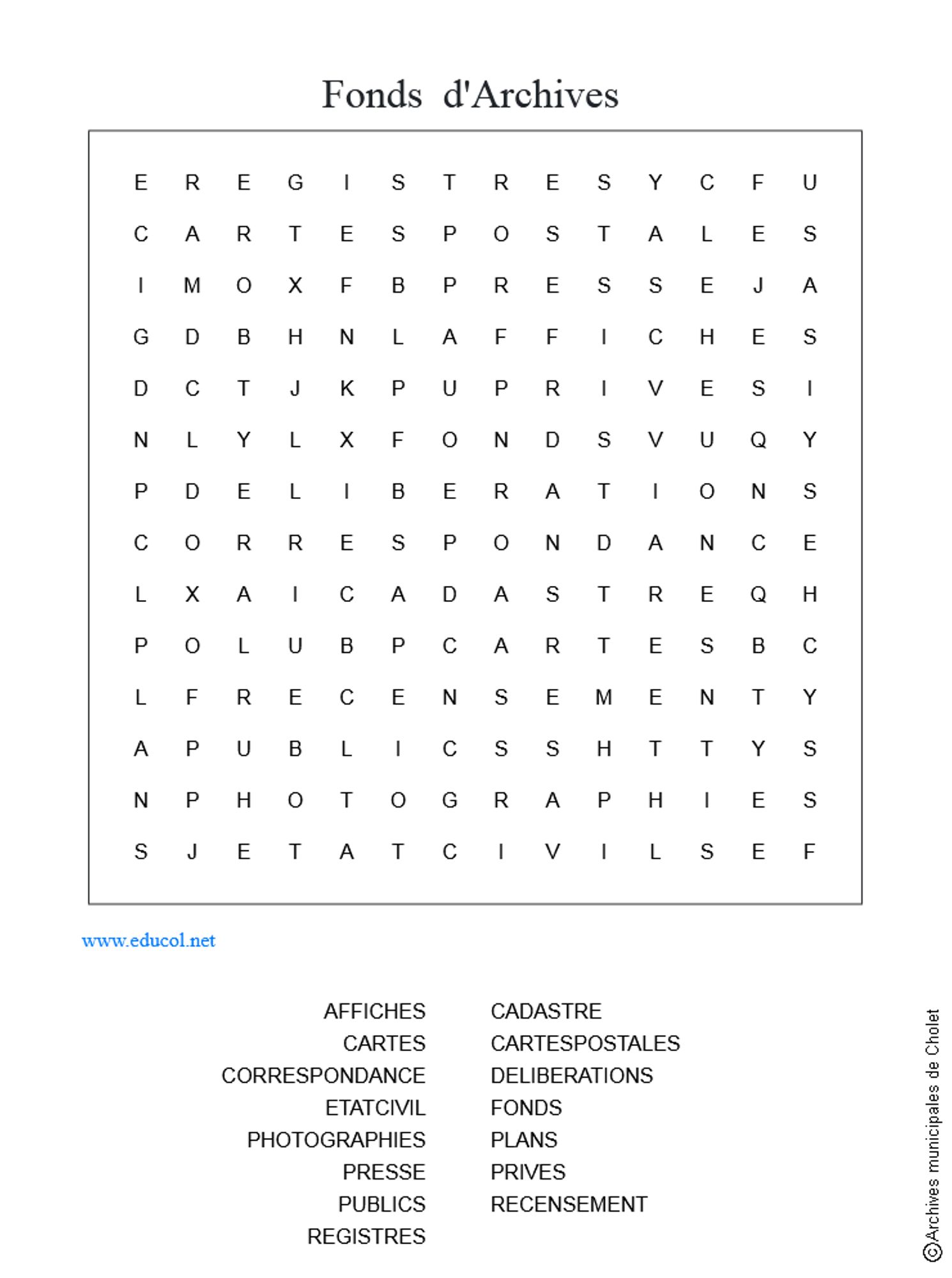 Grille de mots cachés