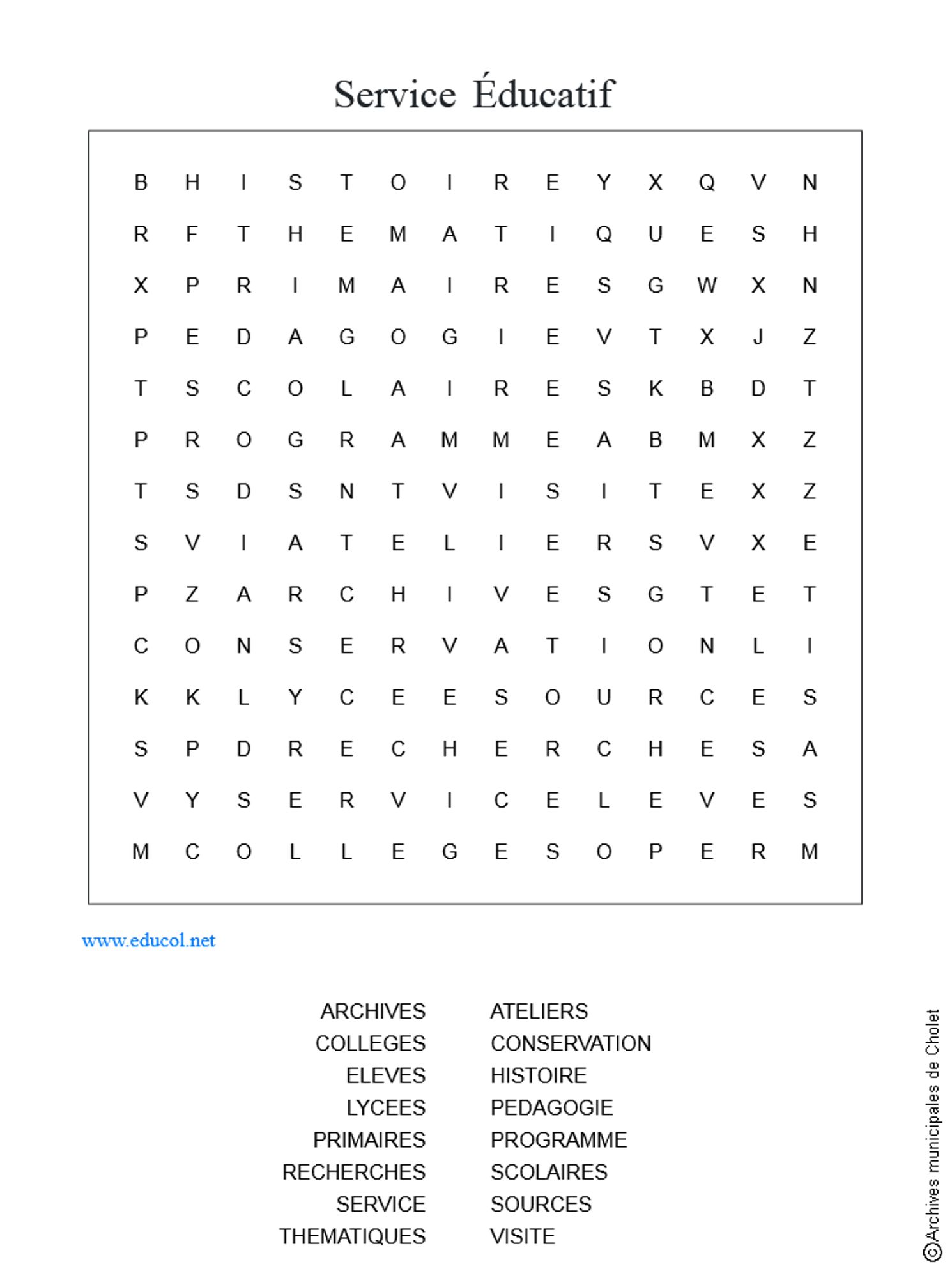 Grille de mots cachés