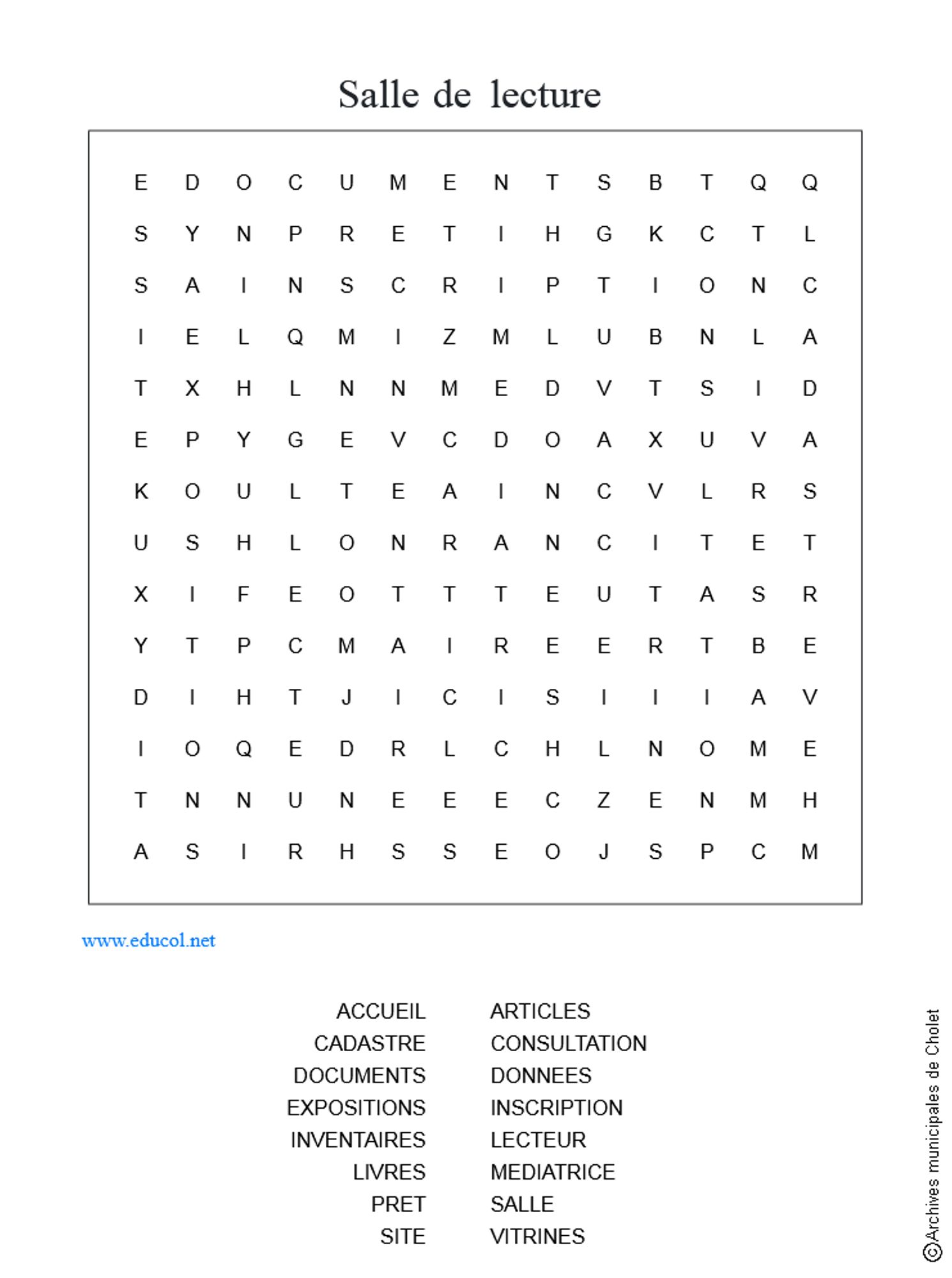 Grille de mots cachés