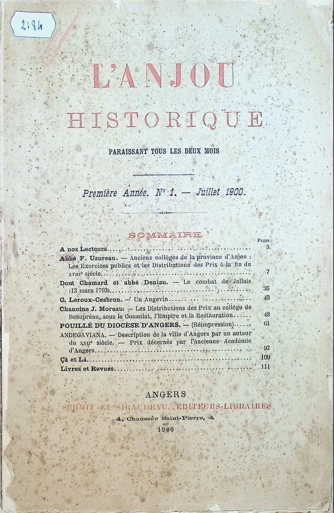Deux revues du territoire choletais désormais accessibles en ligne