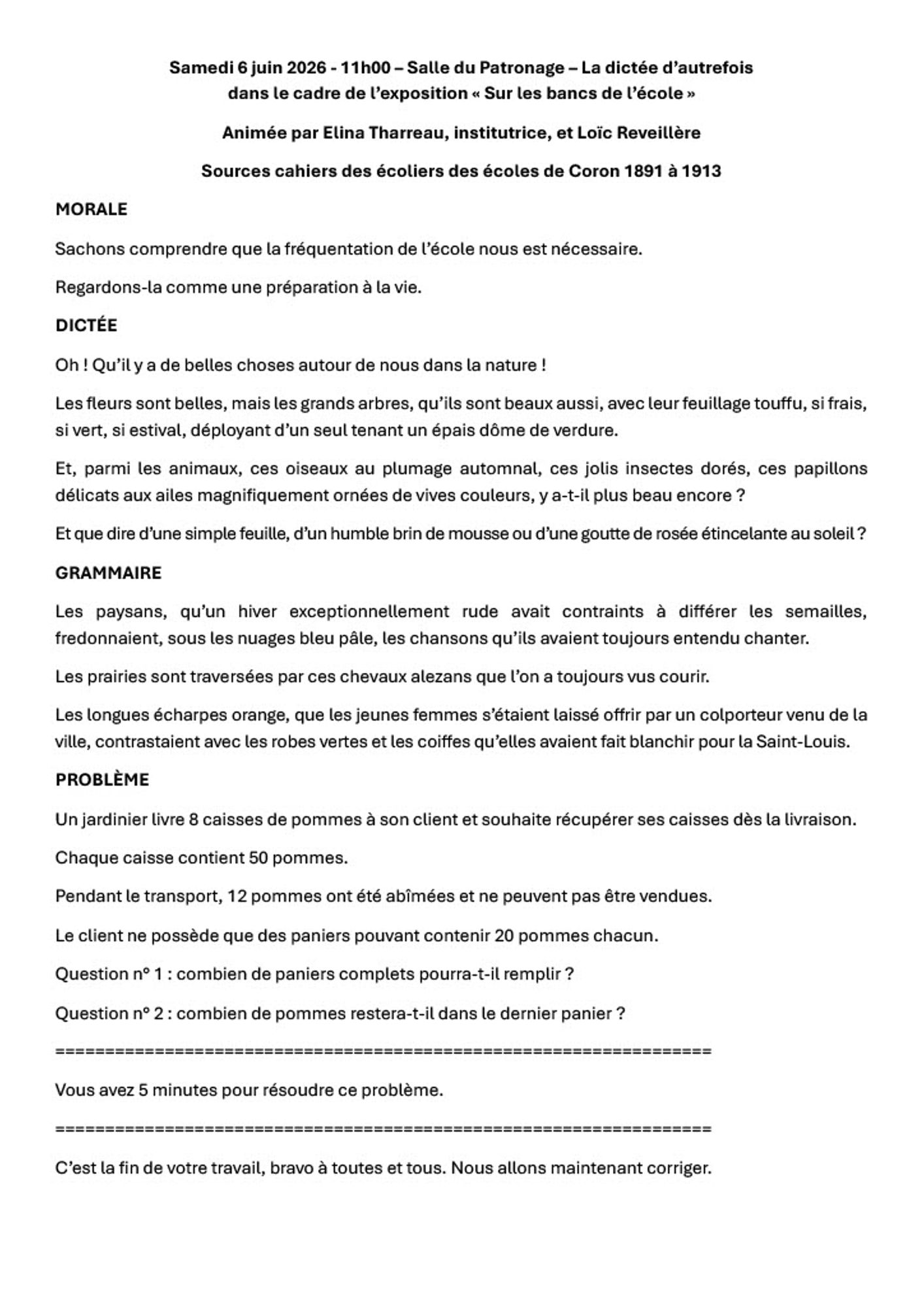 Activités proposées pendant l'exposition