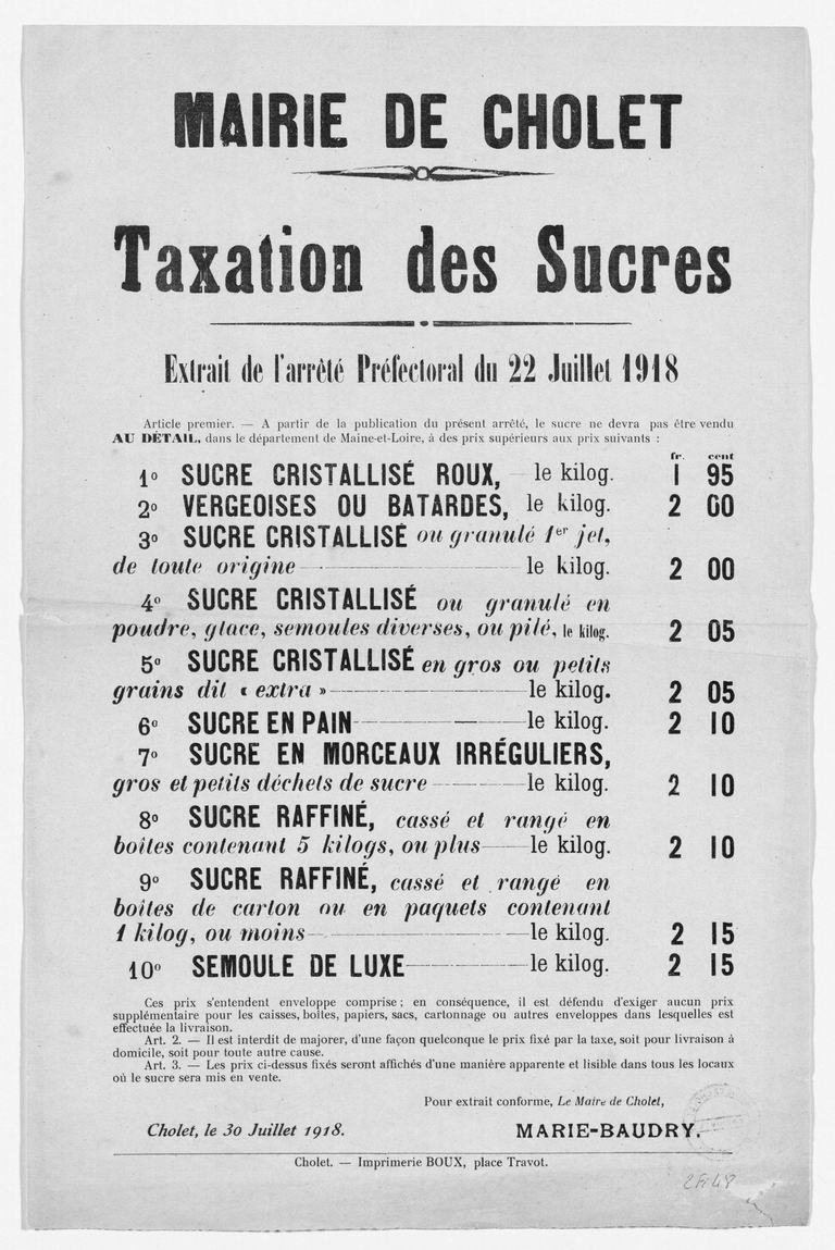 2Fi48 - Affiche, taxation du sucre, 1918. Coll. AMC
