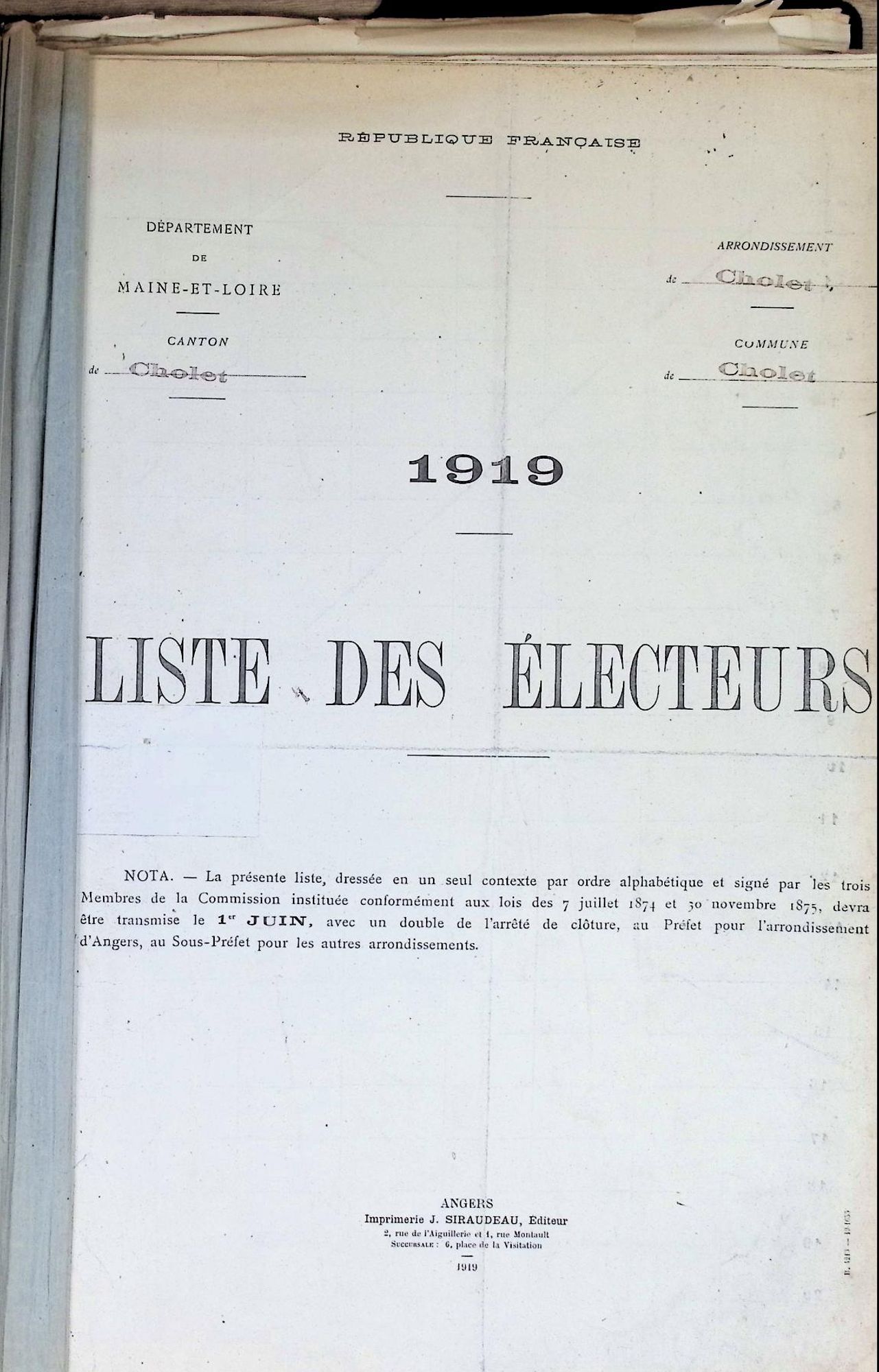 1K24 - Listes électorales de 1919