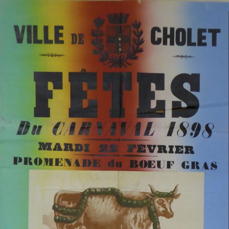1J47 - Fêtes du carnaval. Promenade du boeuf gras. Affiche. 1898