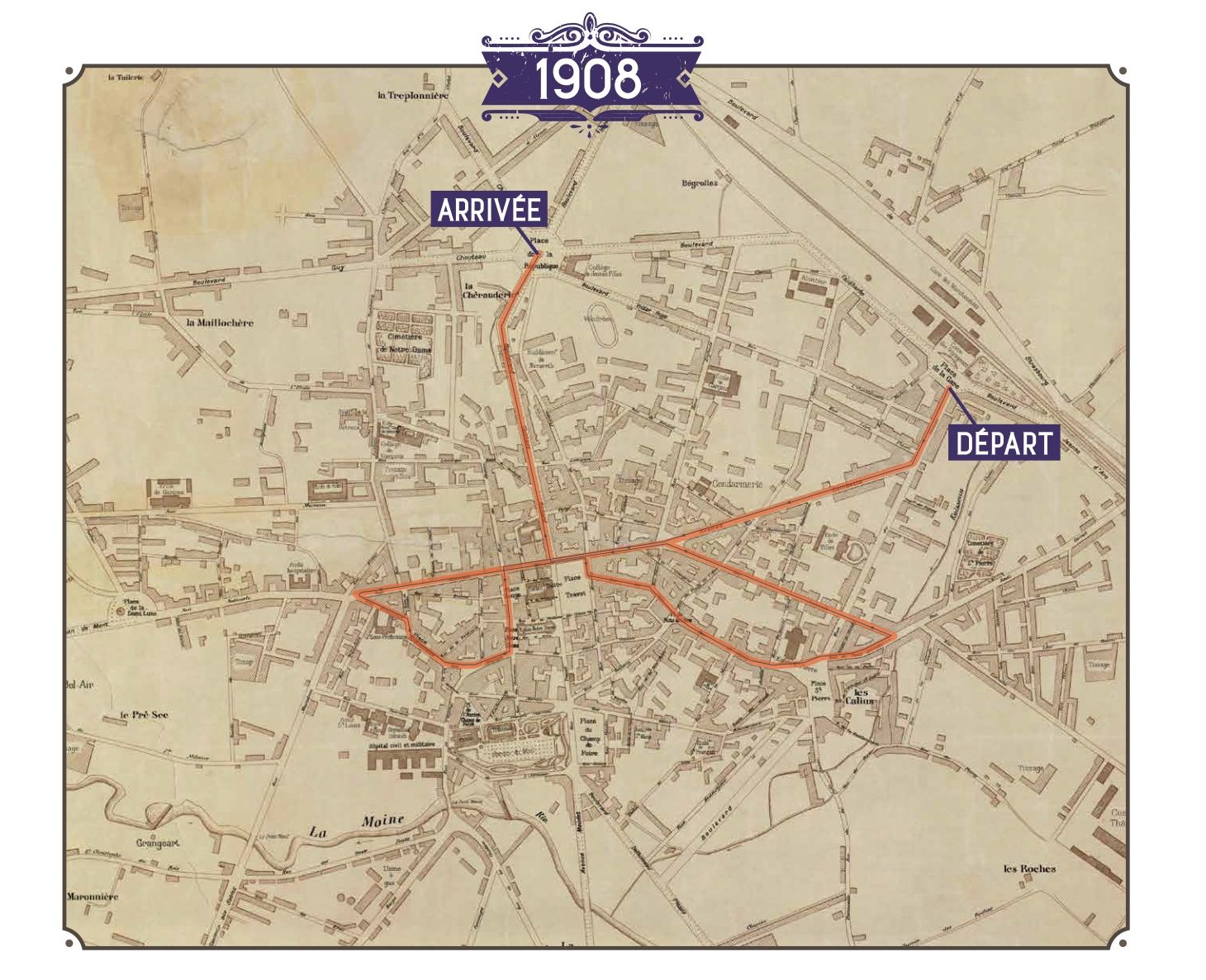 Parcours du défilé du carnaval. 1908