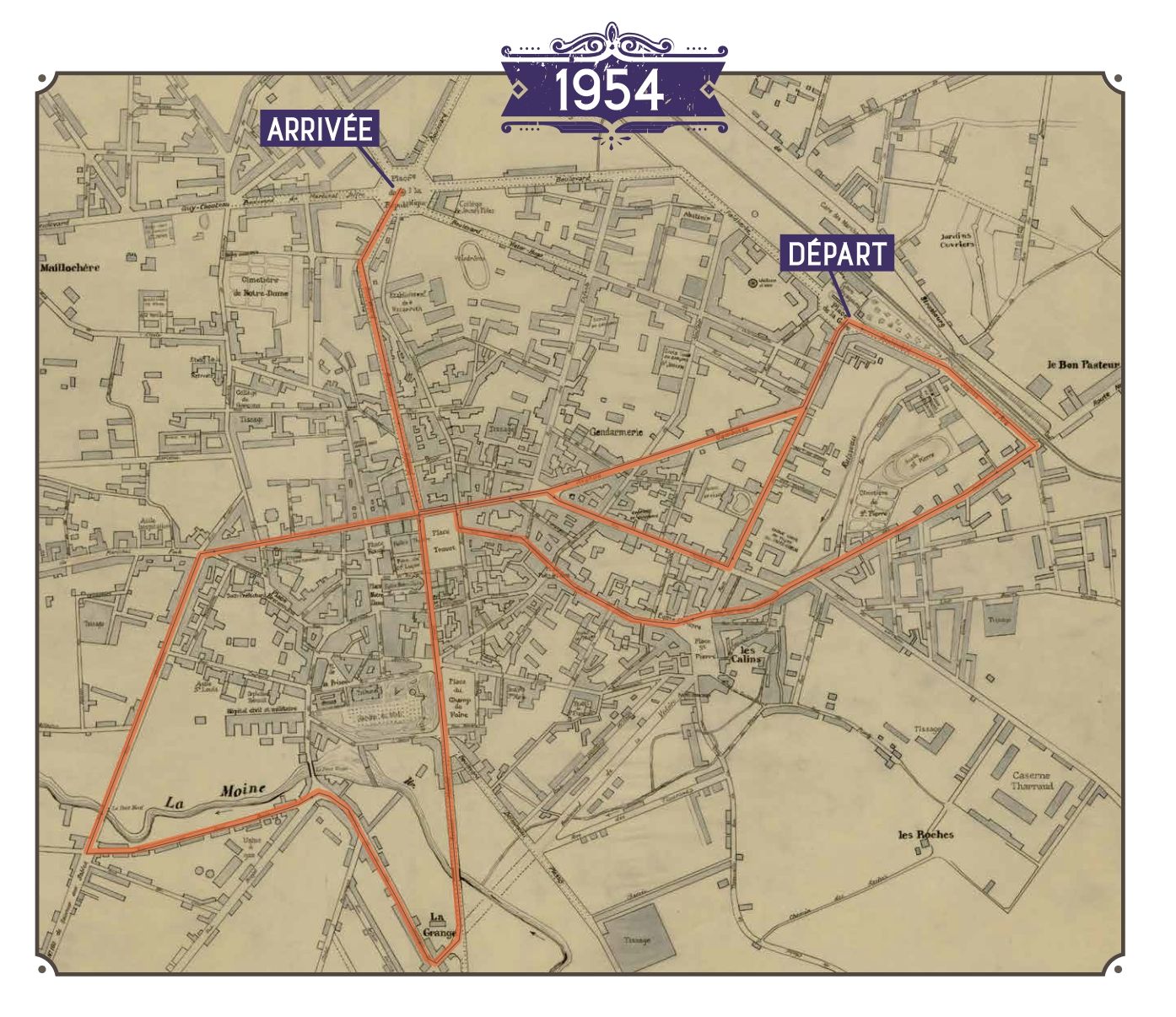 Parcours du défilé du carnaval. 1954