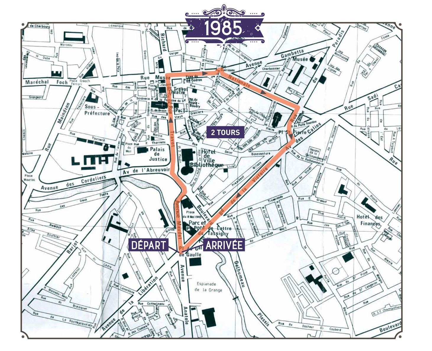 Parcours du défilé du carnaval. 1985