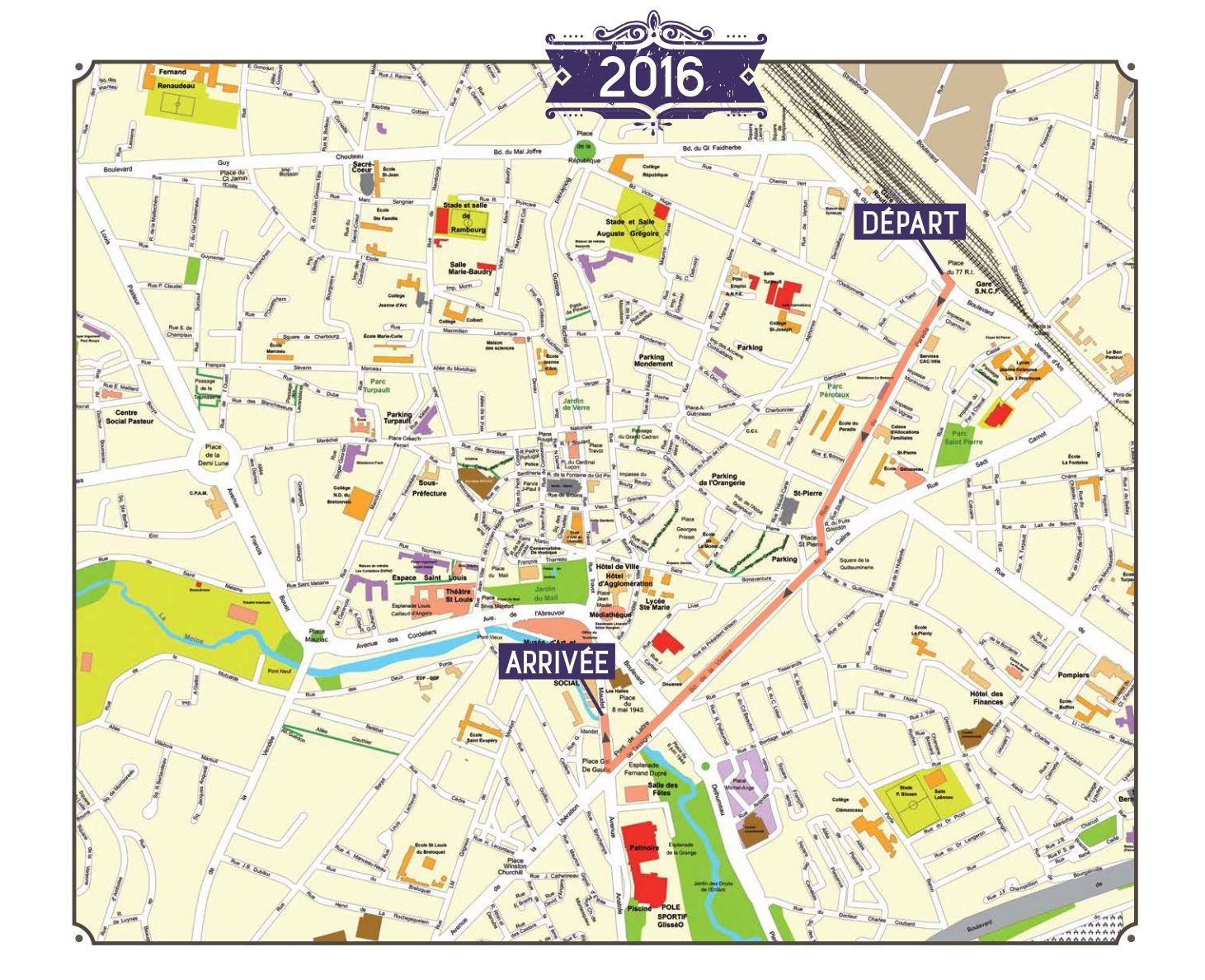 Parcours du défilé du carnaval. 2016