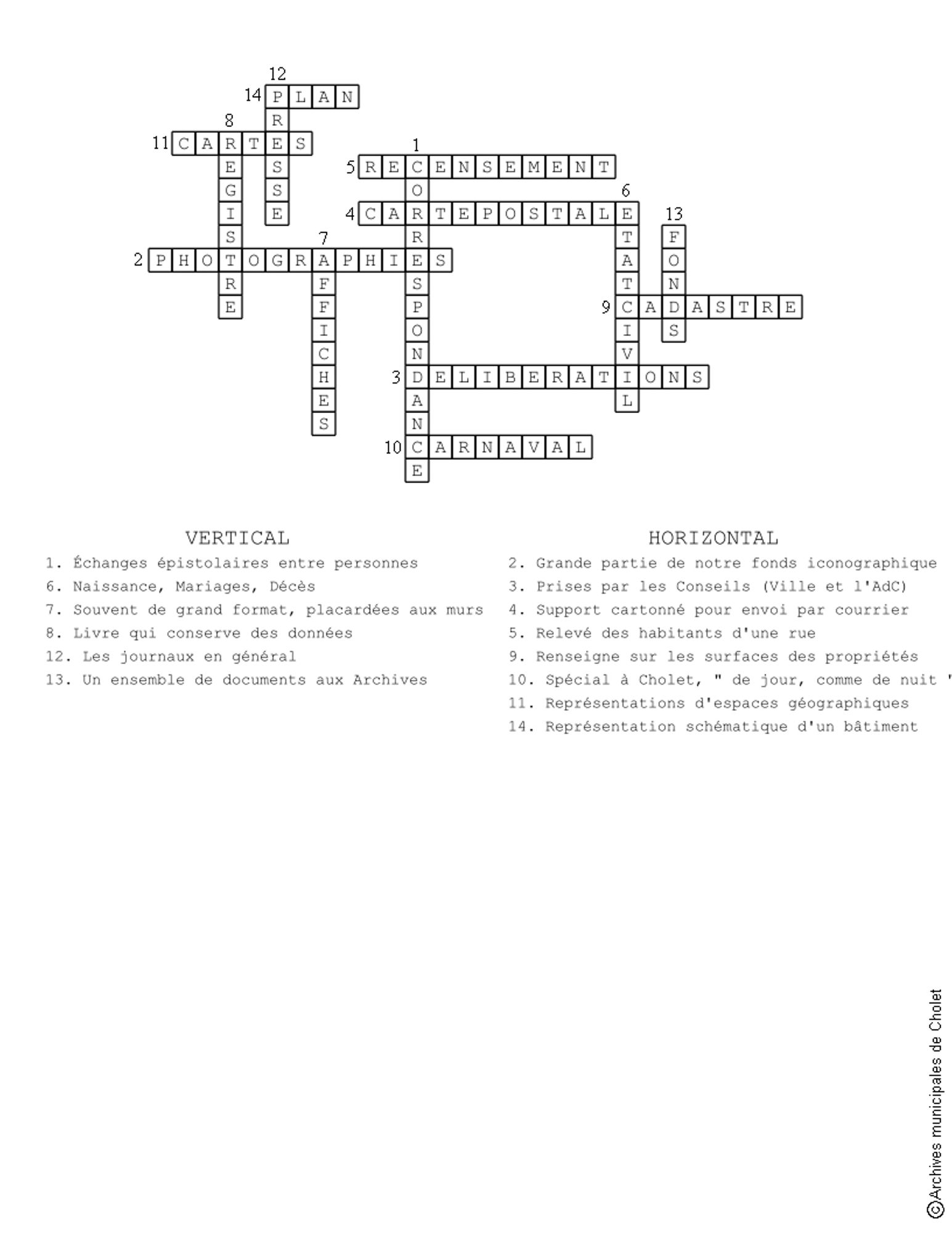 Solutions grille de mots croisés