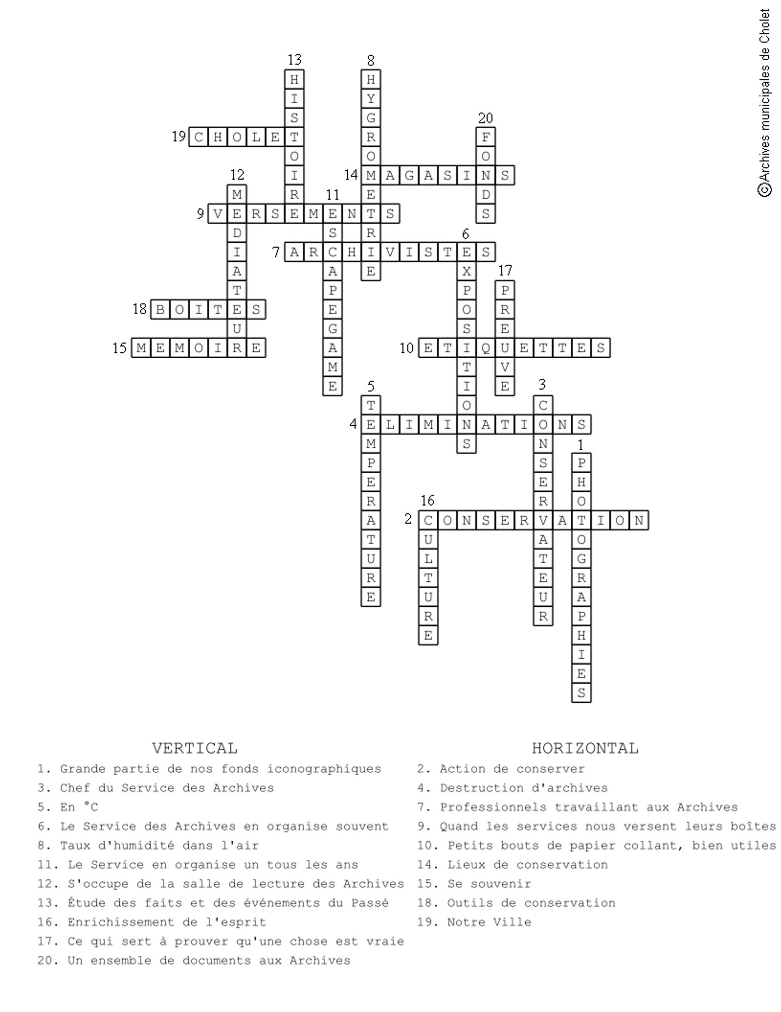 Solutions grille de mots croisés