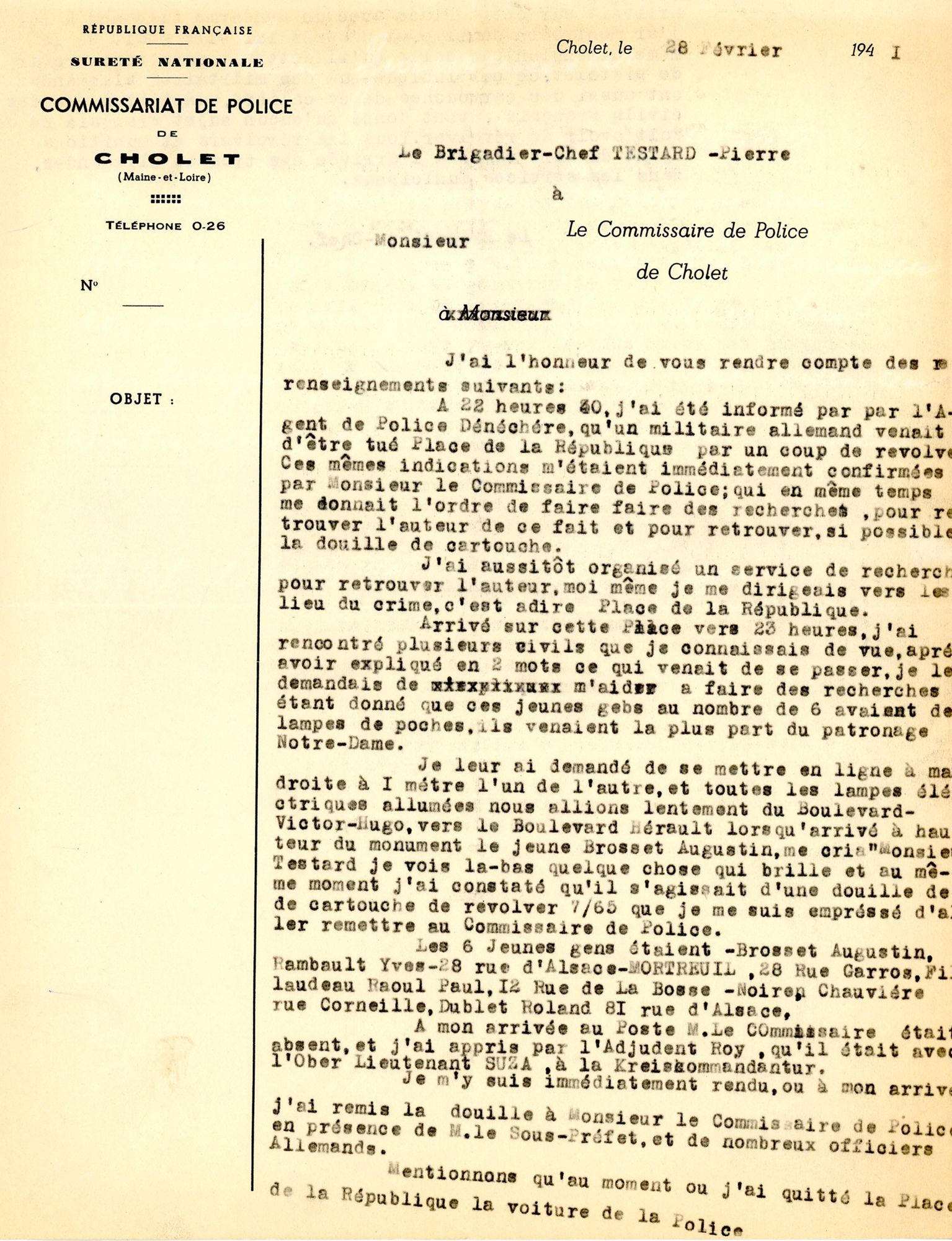 5H25 - Lettre du brigadier Testard, 28 février 1941. Coll. AMC