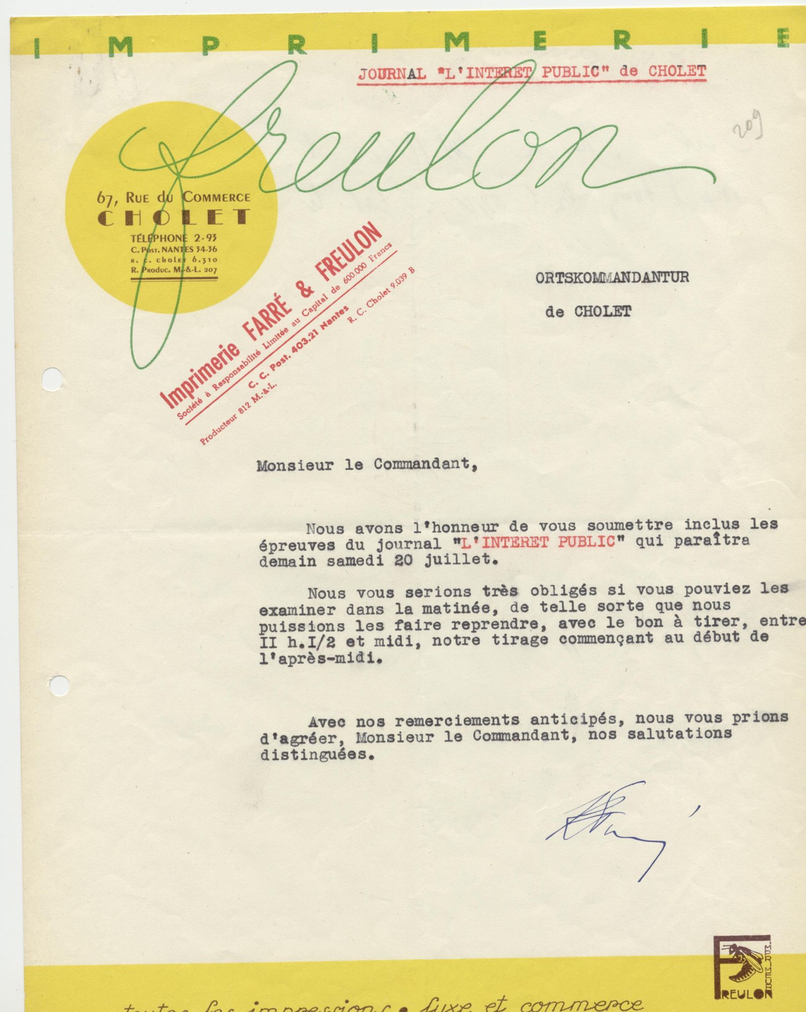5H22 - Contrôle de la presse, 1940. Coll. AMC