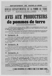 2Fi456 - Avis aux producteurs de pommes de terre, 1942. Coll. AMC