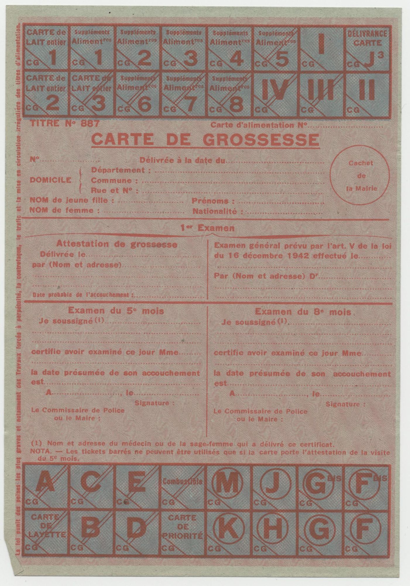 5F10 - Carte de ravitaillement, 1940-1945. Coll. AMC