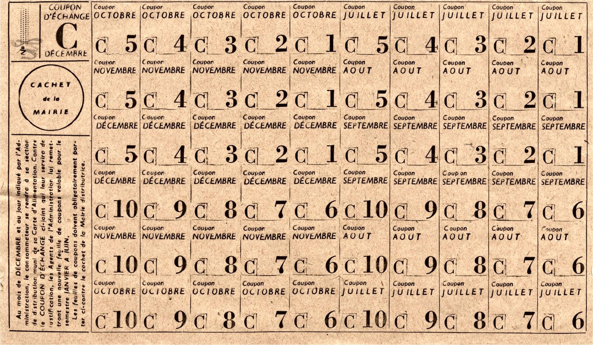 5F10 - Carte de ravitaillement, 1940-1945. Coll. AMC