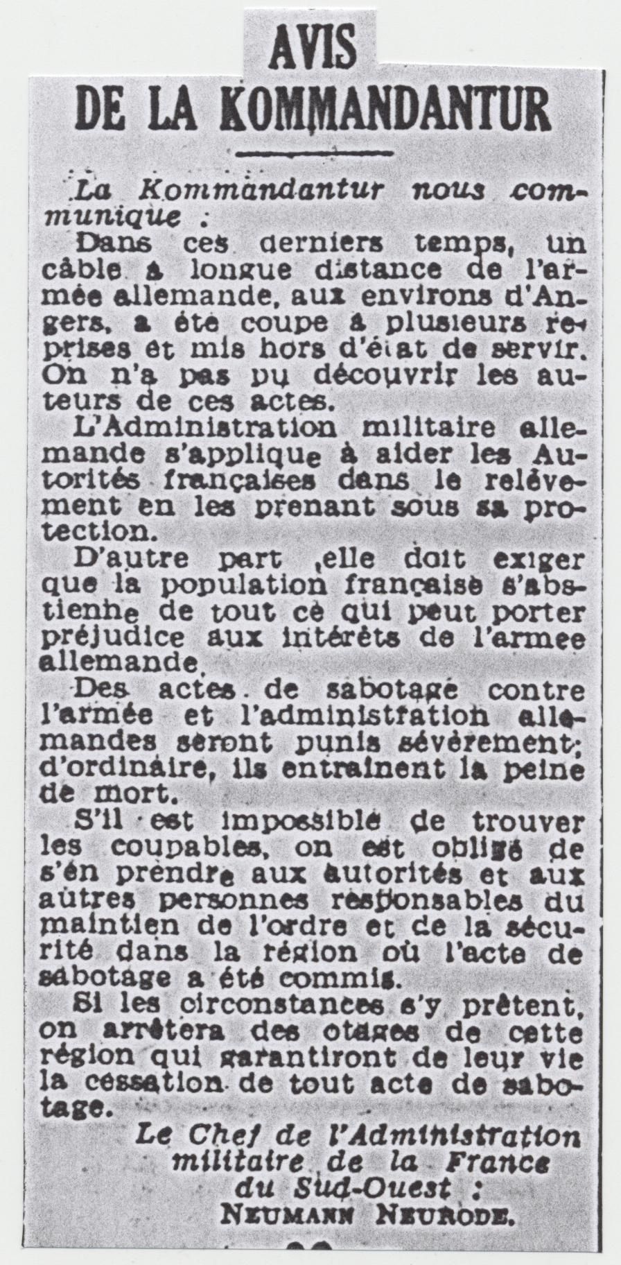 4Mi12 - L'Ouest-Éclair, 27 juillet 1940. Coll. AMC