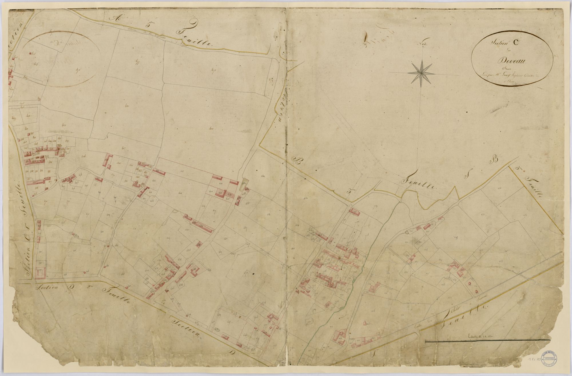 1Fi709 - Plan cadastral parcellaire de la Commune de Cholet, section C du Deveau, 2e feuille, 1811. Coll. AMC