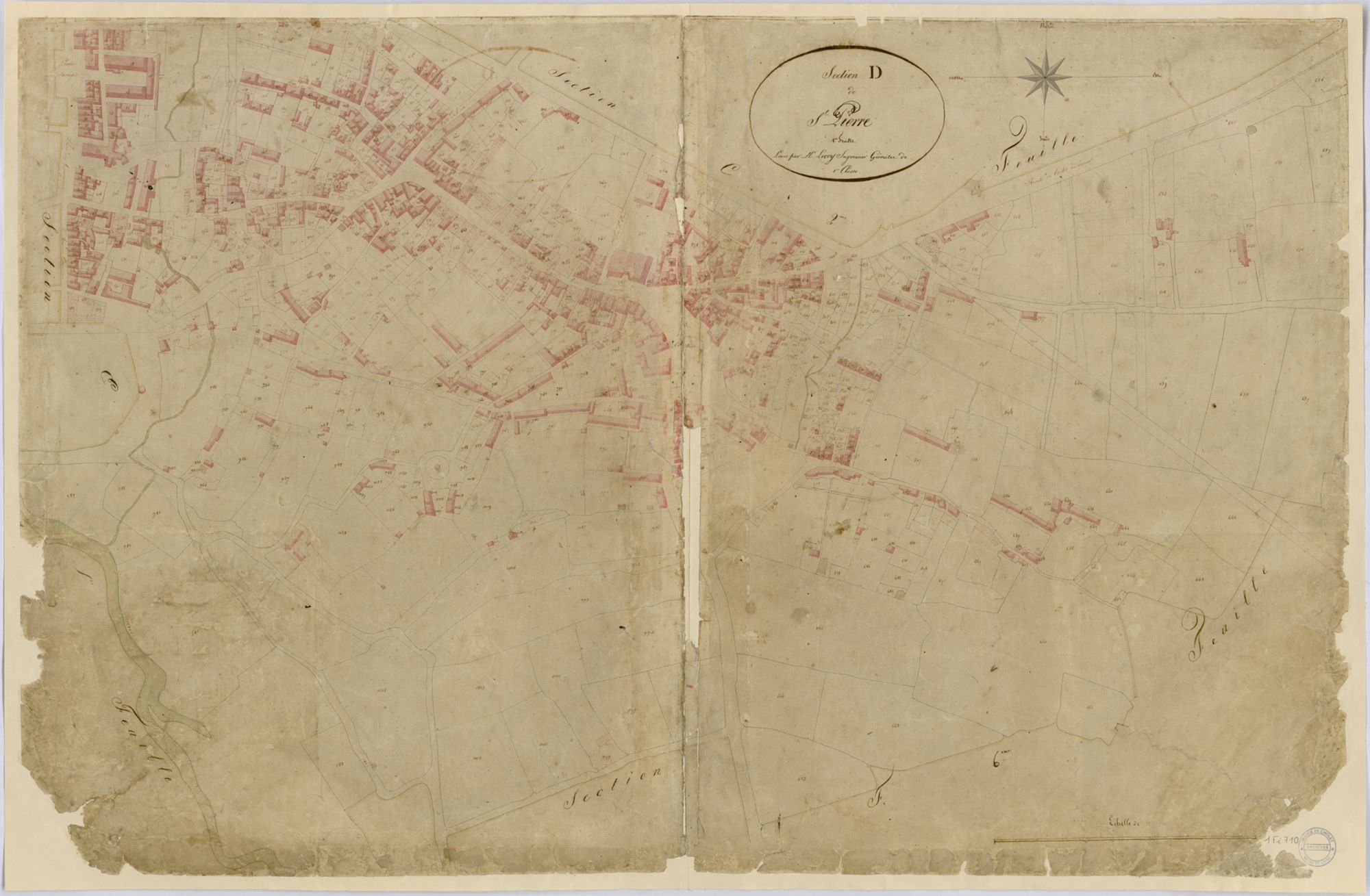 1Fi710 - Plan cadastral parcellaire de la Commune de Cholet, section D de Saint-Pierre, 1811. Coll. AMC