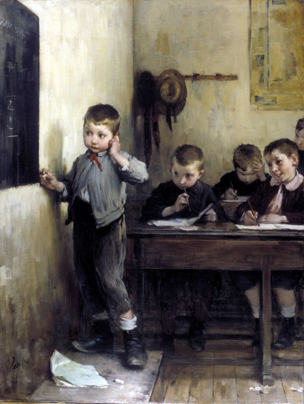 L'écolier embarrassé. Geoffroy Henry, 1908. Huile sur toile. Coll. Musée National de l'Éducation