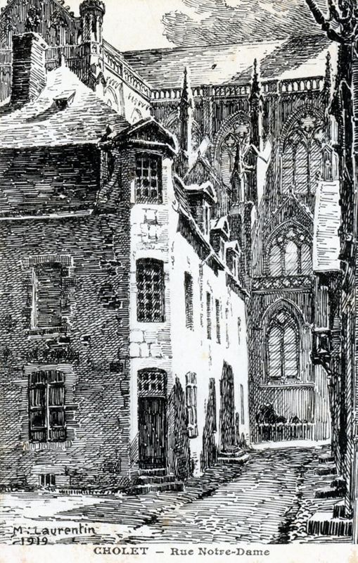 8Fi2986 - Dessin de la rue Notre-Dame, Laurentin, 1919. Coll. AMC