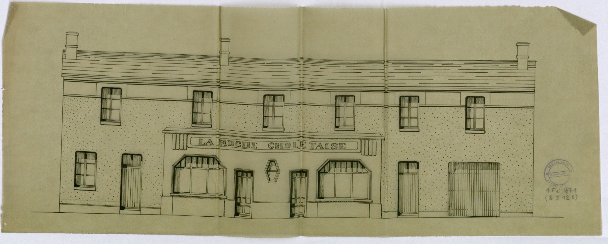 1Fi771 - Façade de La Ruche Choletaise, 1927-1928. Coll. AMC