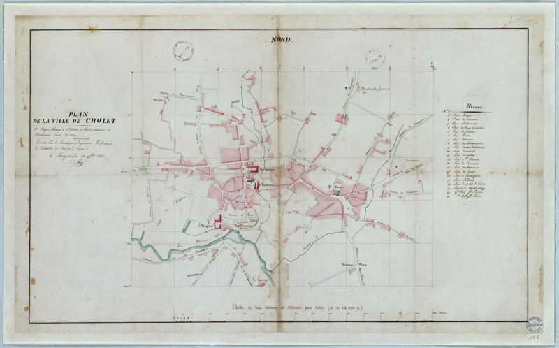 Plan d'ensemble de la Ville de Cholet. 1813. 1Fi2.