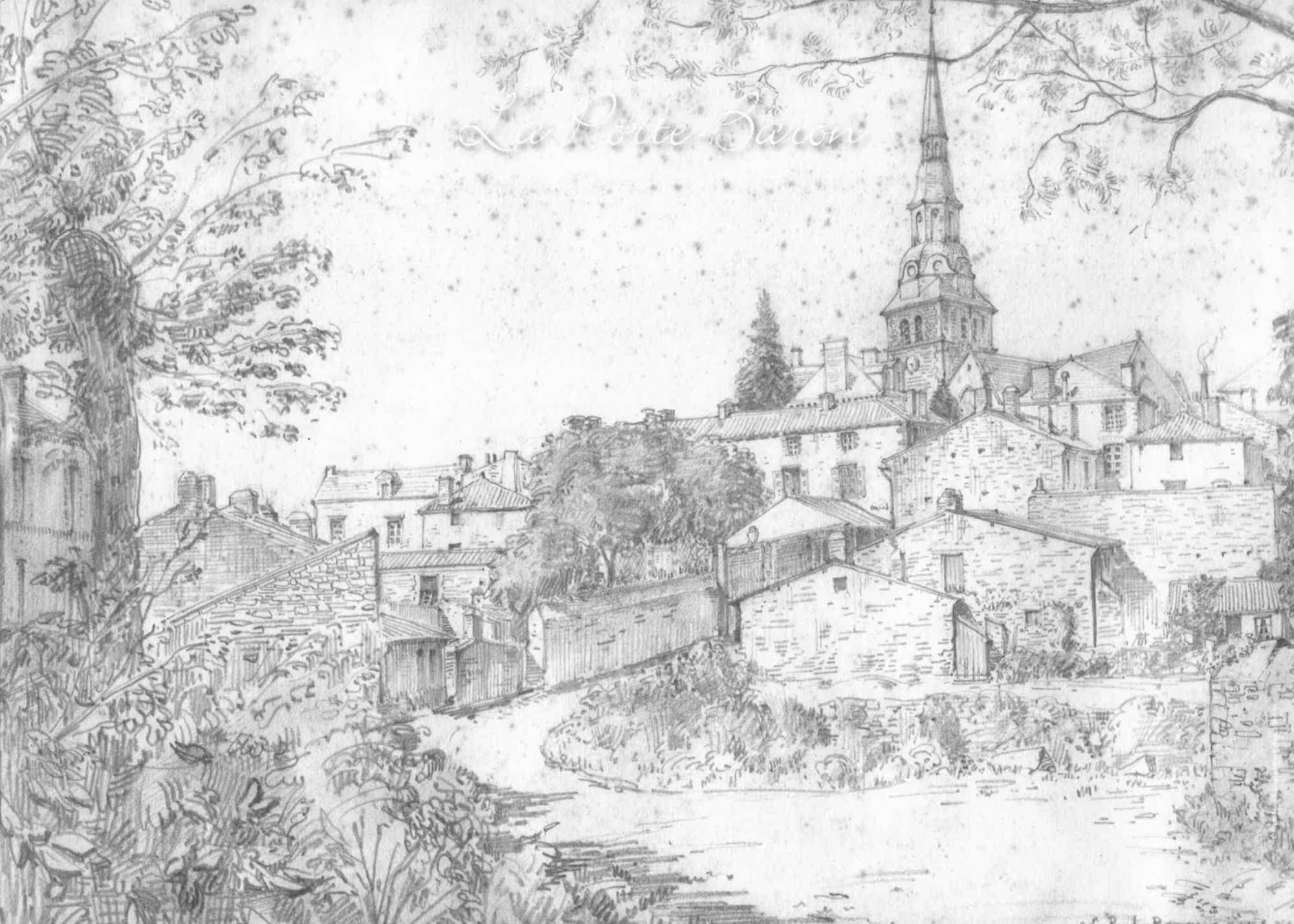 Quartier des Calins. La Porte-Baron Aquarelle de Charles ARNAULT. Cholet.