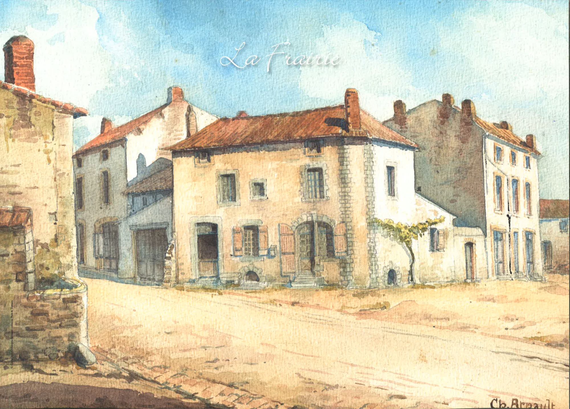 Quartier de La Frairie (Câlins). Cholet. Aquarelle de Charles ARNAULT. 