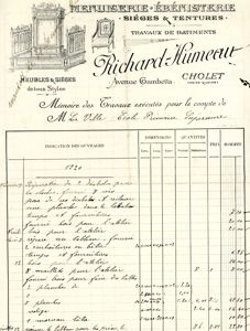 1J30/453 - Facture Richard-Humeau, menuiserie-ébénisterie, avenue Gambetta, 1920. Coll. AMC