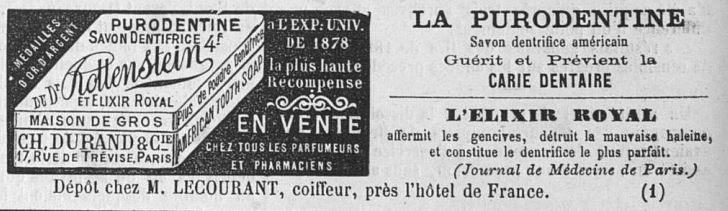 Publicité Purodentine, 1883