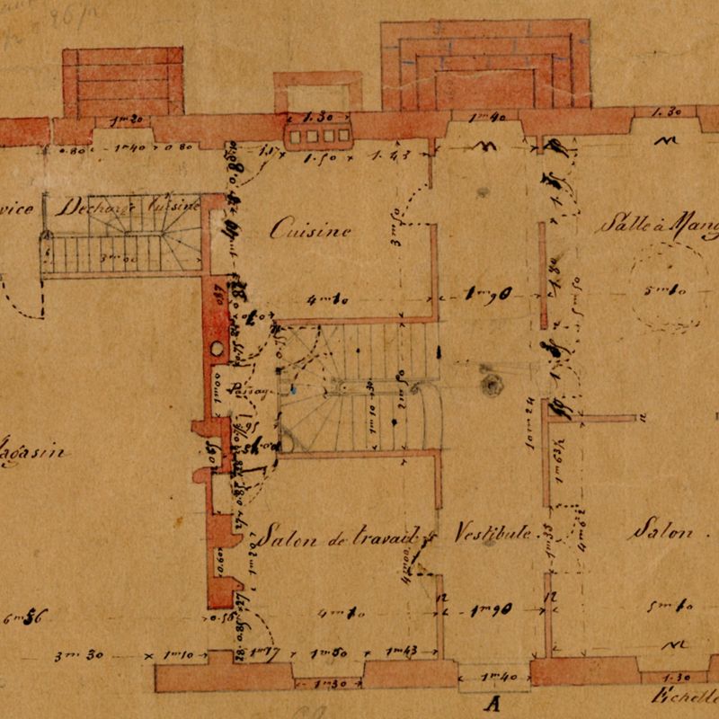 3J1859 - Plan du rez-de-chaussée, 1880. Coll. AMC