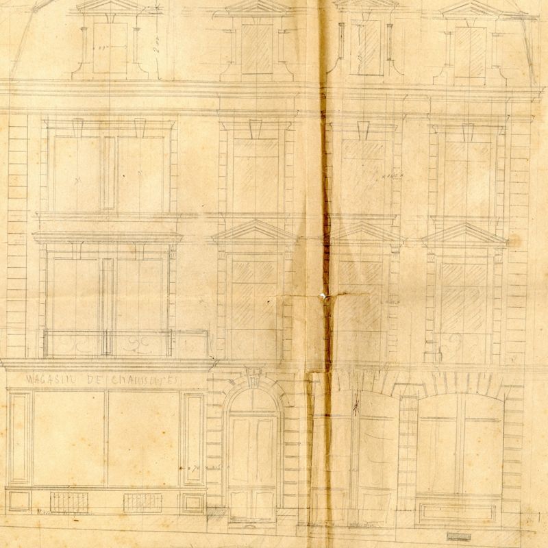 3J1981 - Façade, immeuble Geslot et Legras, 1885. Coll. AMC