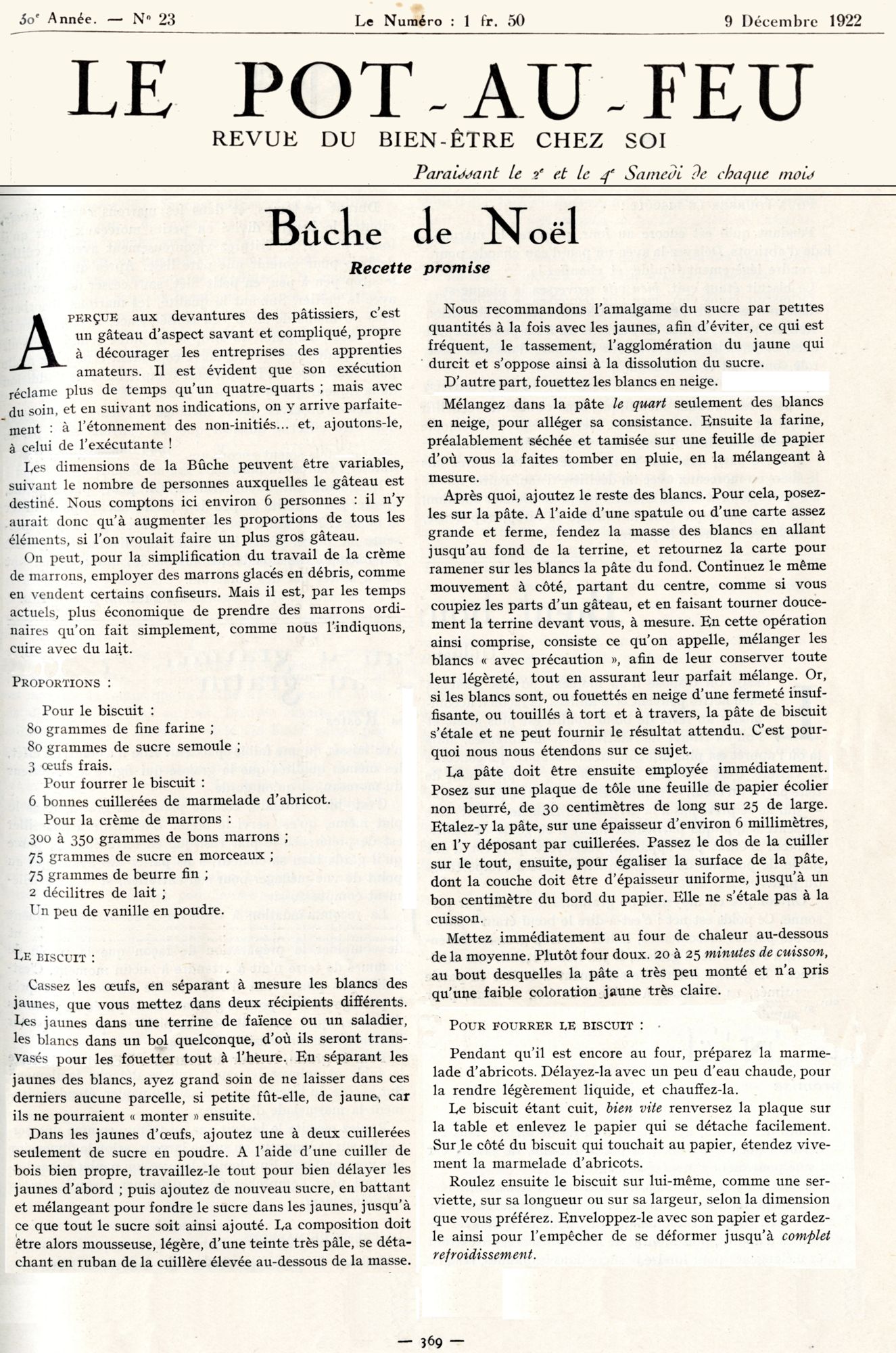 Recette d'un gâteau tiré du livre de recettes le Pot au feu