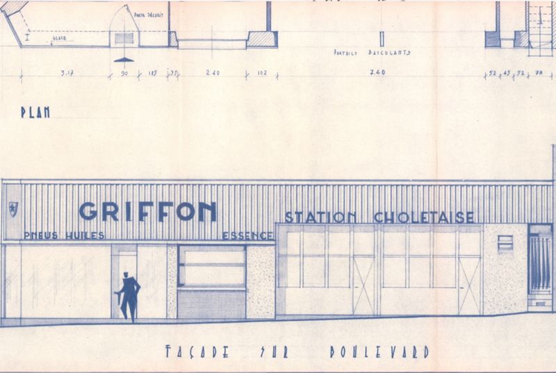 Plan de la station-service Griffon, 1961. Coll. AMC