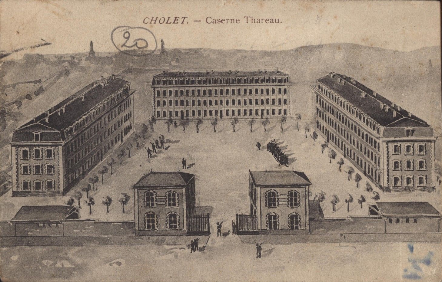 Caserne Tharreau.  Carte postale. Coll. AMC - 8Fi6