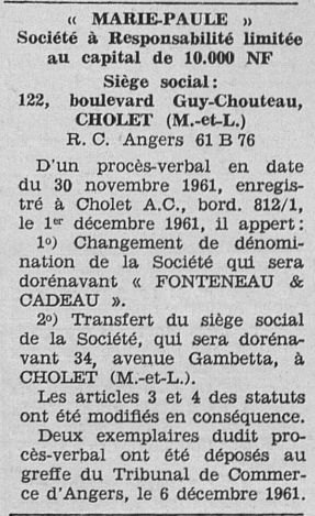 Journal L'Intérêt Choletais, 1962 - Archives municipales de Cholet, 19Per39