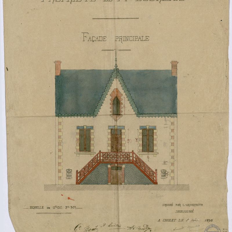 1Fi934 - Dessin de façade, 1895. Coll AMC.
